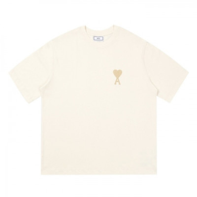 Ami  Mm/Wm 'Ami de Coeur' Casual Cotton Short Sleeved Tshirt Ivory - 아미 2021 남/녀 로고 코튼 캐쥬얼 반팔티 Ami0140x Size(s - xl) 아이보리