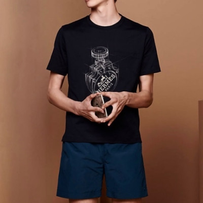 Hermes  Mens Crew-neck Short Sleeved Tshirts Black - 에르메스 2021 남성 크루넥 반팔티 Her0655x Size(m - 2xl) 블랙