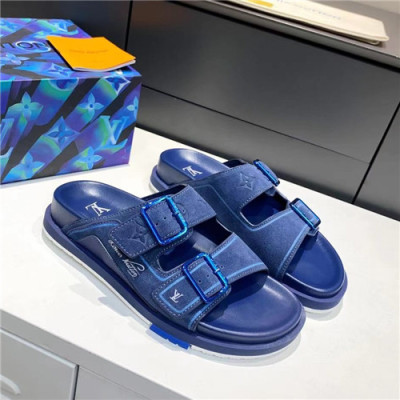 Louis Vuitton 2021 Men's Leather Slipper,LOUS2093 - 루이비통 2021 남성용 레더 슬리퍼,Size(240-270),블루