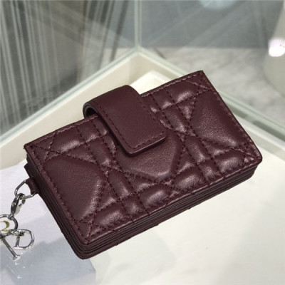 Dior 2021 Women's Leather Card Purse,10.5cm,DIOW0030 - 디올 2021 여성용 레더 카드퍼스,10.5cm,와인