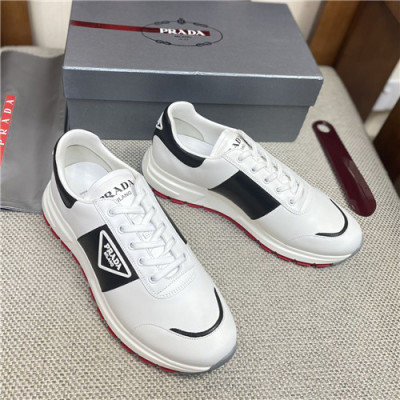 Prada 2021 Men's Leather Sneakers,PRAS0801 - 프라다 2021 남성용 레더 스니커즈,Size(240-270),화이트