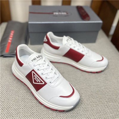 Prada 2021 Men's Leather Sneakers,PRAS0802 - 프라다 2021 남성용 레더 스니커즈,Size(240-270),화이트