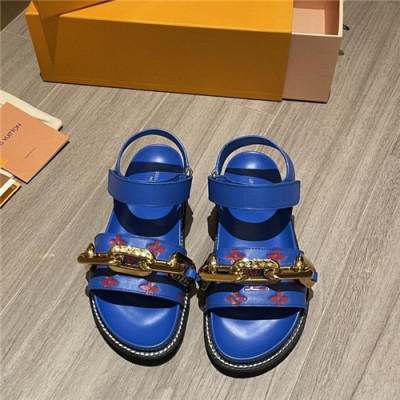 Louis Vuitton 2021 Women's Leather Sandal,LOUS2128 - 루이비통 2021 여성용 레더 샌들,Size(225-250),블루