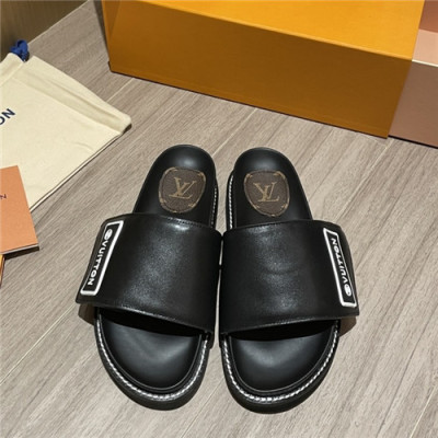 Louis Vuitton 2021 Women's Leather Slipper,LOUS2130 - 루이비통 2021 여성용 레더 슬리퍼,Size(225-250),블랙