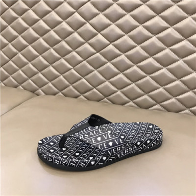 Versace 2021 Men's Leather Slipper,VERS0577 - 베르사체 2021 남성용 레더 슬리퍼,Size(240-270),블랙