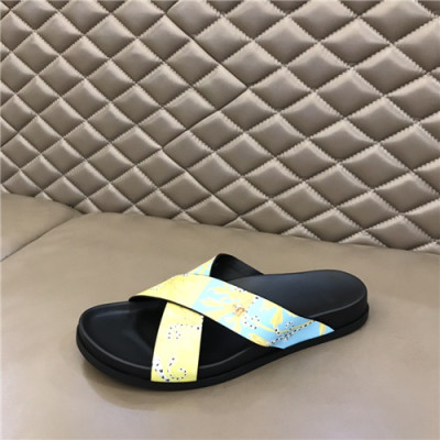 Versace 2021 Men's Leather Slipper,VERS0582 - 베르사체 2021 남성용 레더 슬리퍼,Size(240-270),블랙