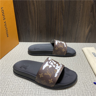 Louis Vuitton 2021 Men's Leather Slipper,LOUS2174 - 루이비통 2021 남성용 레더 슬리퍼,Size(240-270),브라운