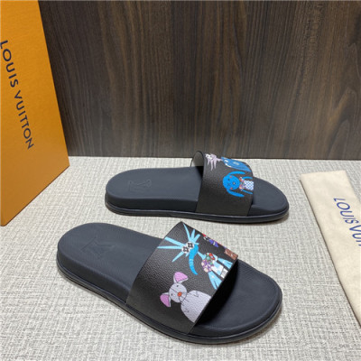 Louis Vuitton 2021 Men's Leather Slipper,LOUS2175 - 루이비통 2021 남성용 레더 슬리퍼,Size(240-270),블랙