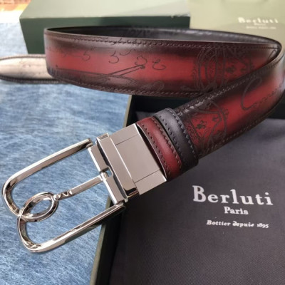 Berluti 2021 Mens Leather Belt,3.5cm,BLTBT0004 - 벨루티 2021 남성용 양면 레더 벨트,3.5cm,브라운