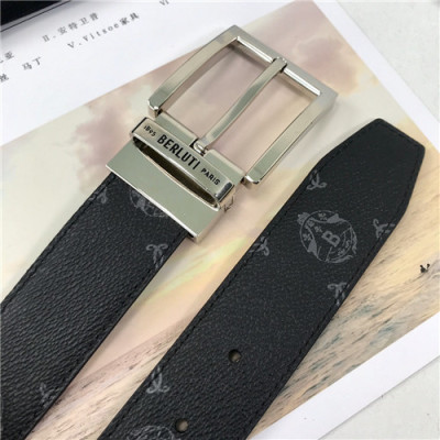 Berluti 2021 Men's Leather Belt,3.5cm,BLTBT0004 - 벨루티 2021 남성용 레더 벨트,3.5cm,블랙