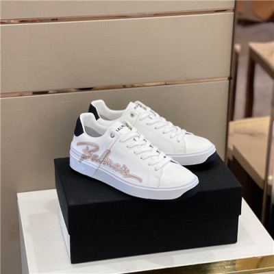 Balmain 2021 Men's Leather Sneakers,BALMS0023 - 발망 2021 남성용 레더 스니커즈,Size(240-270),화이트