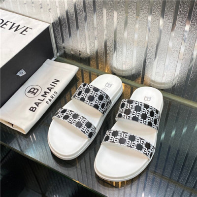 Balmain 2021 Men's Leather Slipper,BALMS0033 - 발망 2021 남성용 레더 슬리퍼,Size(240-270),화이트