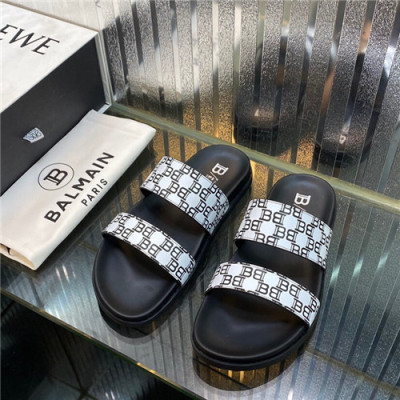 Balmain 2021 Men's Leather Slipper,BALMS0041 - 발망 2021 남성용 레더 슬리퍼,Size(240-270),블랙