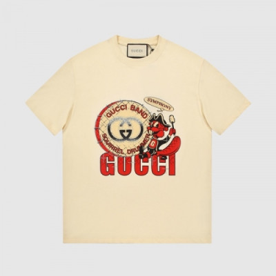 Gucci  Mm/Wm Logo Short Sleeved Tshirts Ivory - 구찌 2021 남/녀 로고 반팔티 Guc03913x Size(s - l) 아이보리