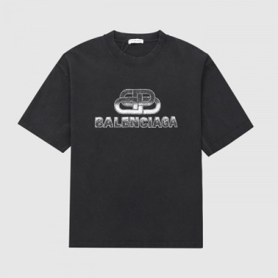 Balenciaga  Mm/Wm Logo Cotton Short Sleeved Tshirts Black - 발렌시아가 2021 남/녀 로고 코튼 반팔티 Bal01146x Size(xs - l) 블랙