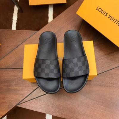 Louis Vuitton 2022 Mens Leather Slipper,LOUS2234 - 루이비통 2022 남성용 레더 슬리퍼,Size(240-275),블랙