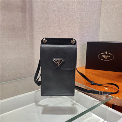 [프라다]Prada 2021 Men's Leather Phone Bag,11cmPRAB0449 - 프라다 2021 남성용 레더 폰백,11cm,블랙