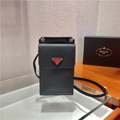 [프라다]Prada 2021 Men's Leather Phone Bag,11cmPRAB0450 - 프라다 2021 남성용 레더 폰백,11cm,블랙