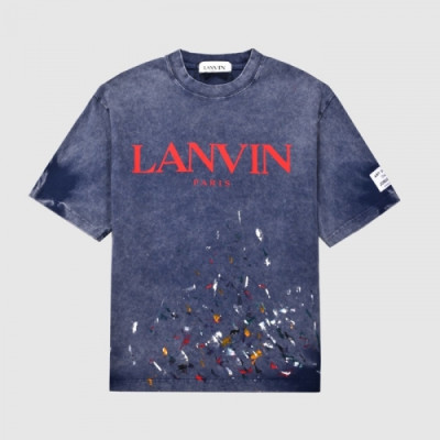 LANVIN Mens Tshirts Blue - 랑방 2021 남/녀 로고 반팔티 - Lan03x