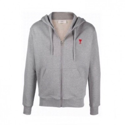 Ami  Mens Logo Casual Cotton Hoodie Gray - 아미 2021 남성 로고 코튼 후드티 Ami0198x Size(s - xl) 그레이