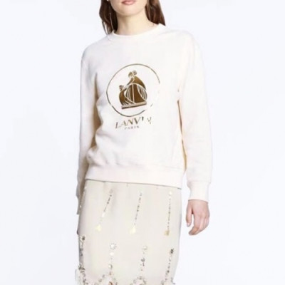 LANVIN Womens Tshirts Ivory - 랑방 2021 여성 로고 긴팔티 - Lan12x