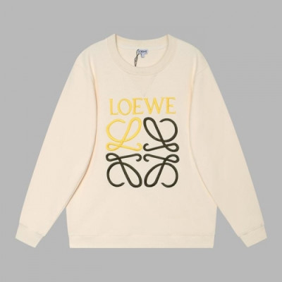 Loewe  Mens Logo Crew-neck Cotton Tshirts Ivory - 로에베 2021 남성 로고 크루넥 코튼 긴팔티 Loe0501x Size(s - l) 아이보리