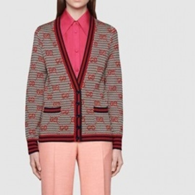 Gucci  Womens Trendy V-neck Cardigan Red - 구찌 2021 여성 트렌디 브이넥 가디건 Guc04109x Size(s - l) 레드