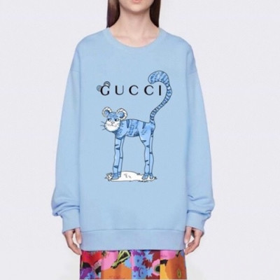 Gucci  Womens Logo Crew-neck Cotton Tshirts Blue - 구찌 2021 여성 로고 코튼 크루넥 코튼 긴팔티 Guc04118x Size(s - l) 블루