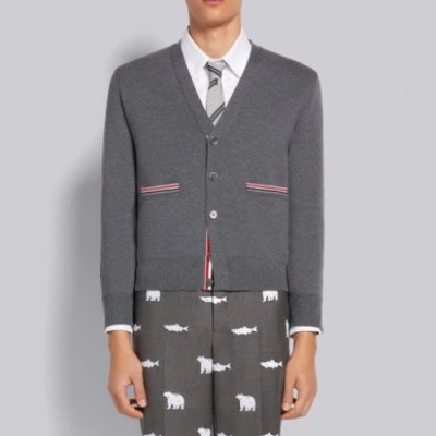 Thom Browne  Mm/Wm Strap V-neck Cardigan Gray - 톰브라운 2021 남/녀 스트랩 브이넥 가디건 Thom01459x Size(1 - 4) 그레이