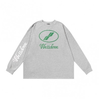 WELLDONE  Mm/Wm Retro Logo Crew-neck Tshirts Gray - 웰던 2021 남/녀 레트로 로고 크루넥 긴팔티 Wel0027x Size(s - l) 그레이