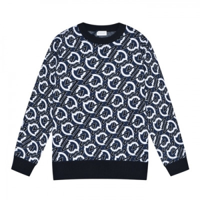 Moncler  Mens Retro Logo Crew-neck Sweaters Blue - 몽클레어 2021 남성 레트로 로고 크루넥 스웨터 Moc02346x Size(s - xl) 블루