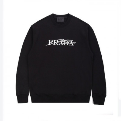 Prada  Mens Crew-neck Cotton Tshirts Black - 프라다 2021 남성 로고 크루넥 코튼 긴팔티 Pra02468x Size(s - xl) 블랙