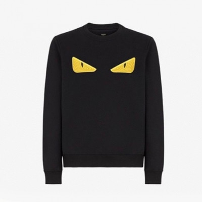 Fendi  Mens Logo Crew-neck Cotton Tshirts Black - 펜디 2021 남성 몬스터 크루넥 코튼 긴팔티 Fen01094x Size(m - 3xl) 블랙