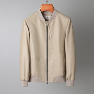 Hermes  Mens Logo Casual Leather Jacket Beige - 에르메스 2021 남성 로고 캐쥬얼 인조 가죽 자켓 Her0717x Size(m - 3xl) 베이지