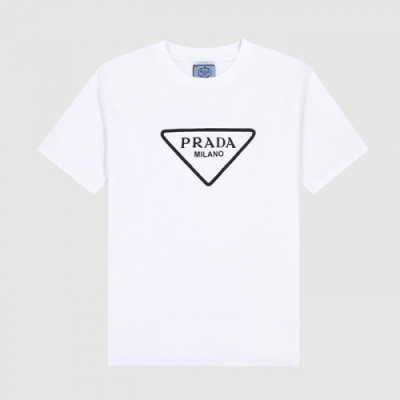 Prada  Mm/Wm Logo Short Sleeved Tshirts White - 프라다 2021 남/녀 로고 반팔티 Pra02504x Size(s - xl) 화이트