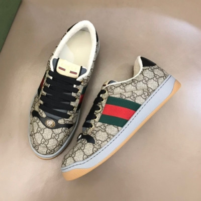 구찌  남/녀 트렌디 레더 스니커즈 Size(225 - 275) 그레이 - Gucci 2021 Unisex Trendy Leather Sneakers Guc04528x Gray