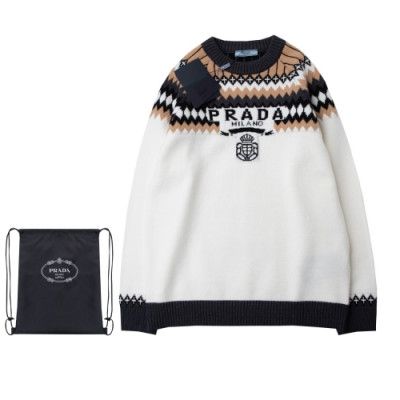 Prada  Unisex Crew-neck Sweaters Ivory - 프라다 2021 남/녀 크루넥 스웨터 Pra2552x Size(m - 2xl) 아이보리