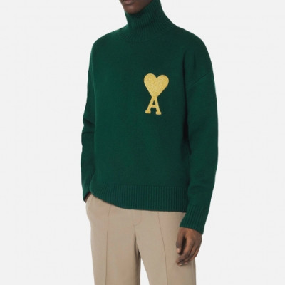 Ami  Unisex Logo Casual Turtle-neck Sweaters Green - 아미 2021 남/녀 로고 캐쥬얼 터틀넥 스웨터 Ami0254x Size(s - xl) 그린