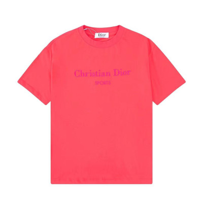 디올 남자 크루넥 핑크 반팔티 - Unisex Pink Short-sleeved Tshirts - dio01667x