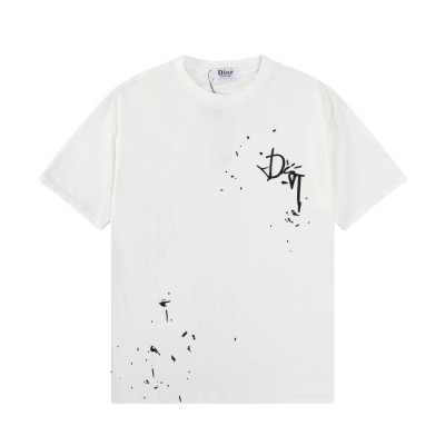 디올 남자 크루넥 화이트 반팔티 - Unisex White Short-sleeved Tshirts - dio01668x