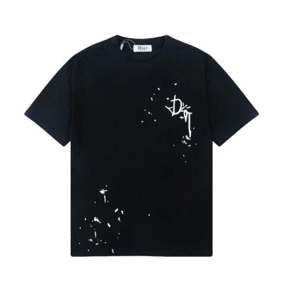 디올 남자 크루넥 블랙 반팔티 - Unisex Black Short-sleeved Tshirts - dio01669x