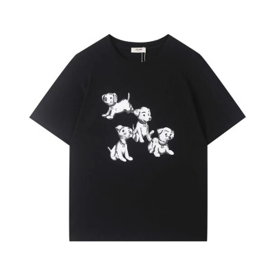 셀린느 남성 크루넥 블랙 반팔티 - Celine Unisex Black Tshirts - cel216x