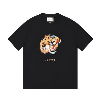 구찌 여자 크루넥 블랙 반팔티 - Unisex Black Tshirts - guc04571x