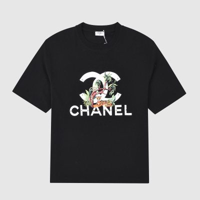 샤넬 여자 크루넥 블랙 반팔티 - Unisex Black Tshirts - chl0833x