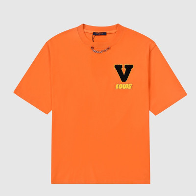 루이비통 남자 크루넥 오렌지 반팔티 - Unisex Orange Tshirts - lou03924x