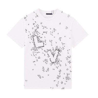 루이비통 남자 크루넥 화이트 반팔티 - Unisex White Tshirts - lou03929x