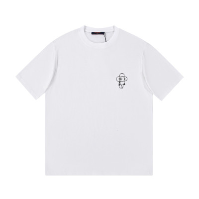 루이비통 남자 크루넥 화이트 반팔티 - Unisex White Tshirts - lou03936x