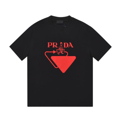 프라다 남성 크루넥 블랙 반팔티 - Mens Black Tshirts - Pra02584x