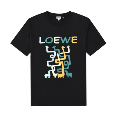 로에베 남성 이니셜 블랙 반팔티 - Mens Black Tshirts - loe0563x