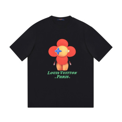 루이비통 남/여 크루넥 블랙 반팔티 - Unisex Black Tshirts - lou03955x